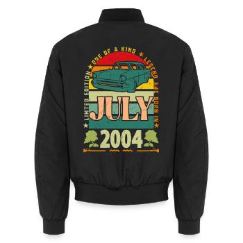 Geburtstagsgeschenk Juli 2004. - Unisex Bomberjacke - Schwarz - Hinten - AI Model Male 185 light (185cm)