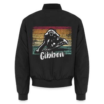 Geschmeidiger Gibbon Baumkronen - Unisex Bomberjacke - Schwarz - Hinten - AI Model Male 185 light (185cm)