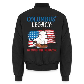 Kolumbus' Vermächtnis: Jenseits des Horizonts Kolu - Unisex Bomberjacke - Schwarz - Hinten - AI Model Male 185 light (185cm)