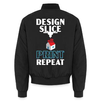 Design Slice Druck Wiederholung Machinist 3D Druck - Unisex Bomberjacke - Schwarz - Hinten - AI Model Male 185 light (185cm)