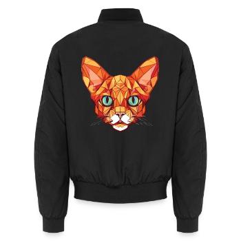 Rote Devon Rex Katze bunte Aquarell-Illustration - Unisex Bomberjacke - Schwarz - Hinten - AI Model Male 185 light (185cm)
