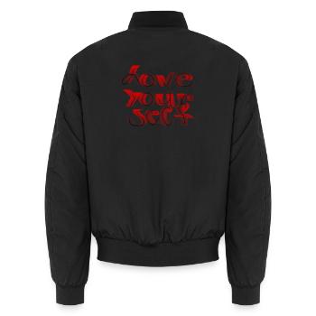 Love yourself - Unisex Bomberjacke - Schwarz - Hinten - AI Model Male 185 light (185cm)