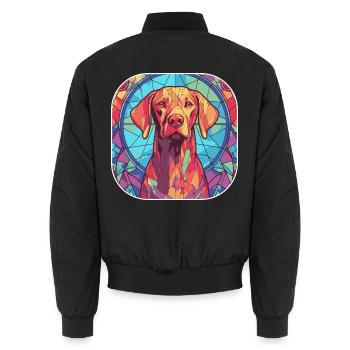 Bunte Vizsla Hunderasse Aquarell Glas Paintin - Unisex Bomberjacke - Schwarz - Hinten - AI Model Male 185 light (185cm)