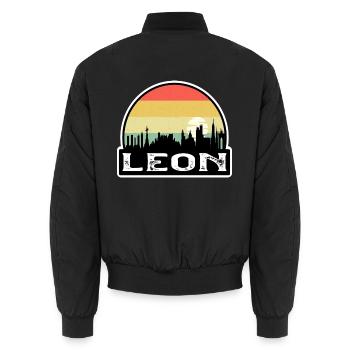 Leon Mexiko Flagge Skyline Reise-Souvenir - Unisex Bomberjacke - Schwarz - Hinten - AI Model Male 185 light (185cm)
