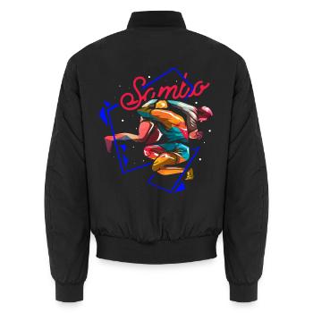 Bärenstarker Sambo Selbstverteidiger - Unisex Bomberjacke - Schwarz - Hinten - AI Model Male 185 light (185cm)