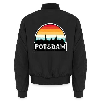 Potsdam Deutschland Flagge Skyline Reise Souvenir - Unisex Bomberjacke - Schwarz - Hinten - AI Model Male 185 light (185cm)
