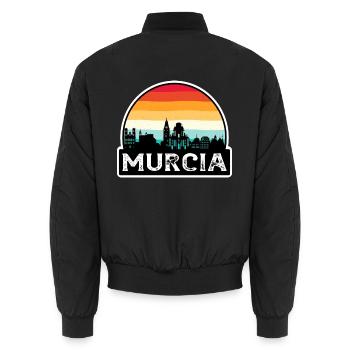 Murcia Spanien Flagge Skyline Reisesouvenir - Unisex Bomberjacke - Schwarz - Hinten - AI Model Male 185 light (185cm)