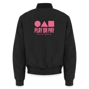 Squid Games - Play or Pay - Unisex Bomberjacke - Schwarz - Hinten - AI Model Male 185 light (185cm)