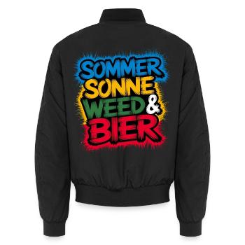 Sommer Sonne Weed Bier - Unisex Bomberjacke - Schwarz - Hinten - AI Model Male 185 light (185cm)