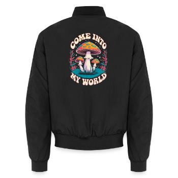 Come into my World - Unisex Bomberjacke - Schwarz - Hinten - AI Model Male 185 light (185cm)