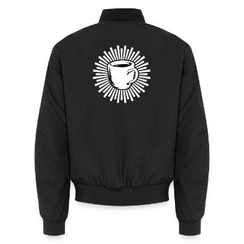 Kaffee - Unisex Bomberjacke - Schwarz - Hinten - AI Model Male 185 light (185cm)
