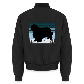 Clumber Spaniel Dog Love Silhouette Vintage Sonnenuntergang - Unisex Bomberjacke - Schwarz - Hinten - AI Model Male 185 light (185cm)