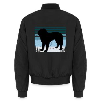 Bosnischer grobhaariger Jagdhund Silhouette Retro - Unisex Bomberjacke - Schwarz - Hinten - AI Model Male 185 light (185cm)