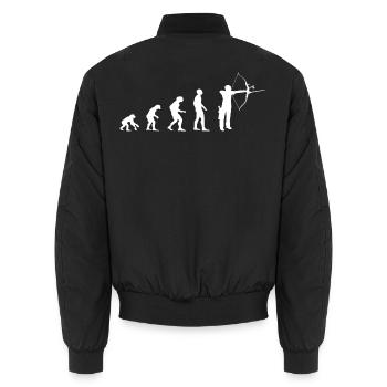 Evolution Bogenschießen – Bogenschütze Pfeil - Unisex Bomberjacke - Schwarz - Hinten - AI Model Male 185 light (185cm)
