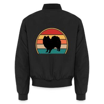 Indischer Spitz Hundeliebhaber Silhouette Vintage Sonnenuntergang - Unisex Bomberjacke - Schwarz - Hinten - AI Model Male 185 light (185cm)