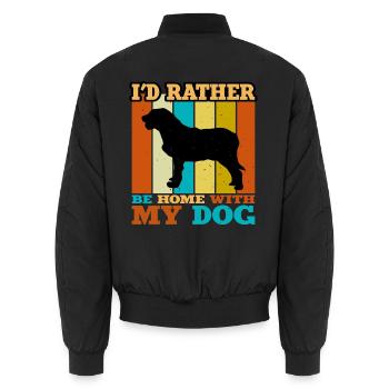 Istrischer grobhaariger Jagdhund Silhouette Retro - Unisex Bomberjacke - Schwarz - Hinten - AI Model Male 185 light (185cm)