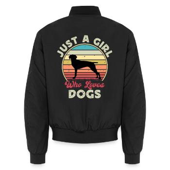 Altdänischer Vorstehhund Silhouette Retro Sonnenuntergang - Unisex Bomberjacke - Schwarz - Hinten - AI Model Male 185 light (185cm)