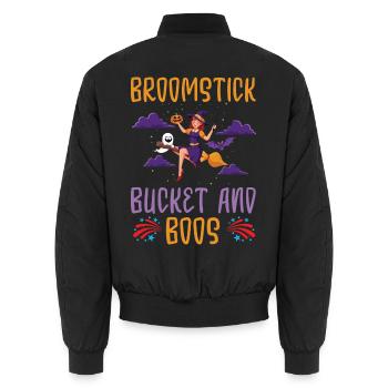 Besenstiel Eimer und Boos Hausmeister Halloween - Unisex Bomberjacke - Schwarz - Hinten - AI Model Male 185 light (185cm)