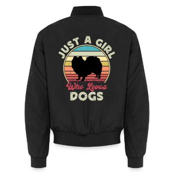 Indischer Spitz Hundeliebhaber Silhouette Vintage Sonnenuntergang - Unisex Bomberjacke - Schwarz - Hinten - AI Model Male 185 light (185cm)