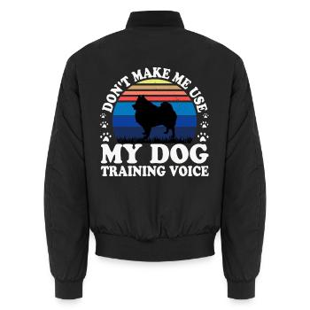 Deutscher Spitz Hundeliebhaber Silhouette Vintage Sonnenuntergang - Unisex Bomberjacke - Schwarz - Hinten - AI Model Male 185 light (185cm)