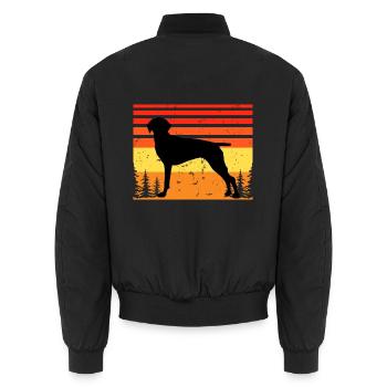 Old Danish Pointer Dog Silhouette Retro Sonnenuntergang - Unisex Bomberjacke - Schwarz - Hinten - AI Model Male 185 light (185cm)