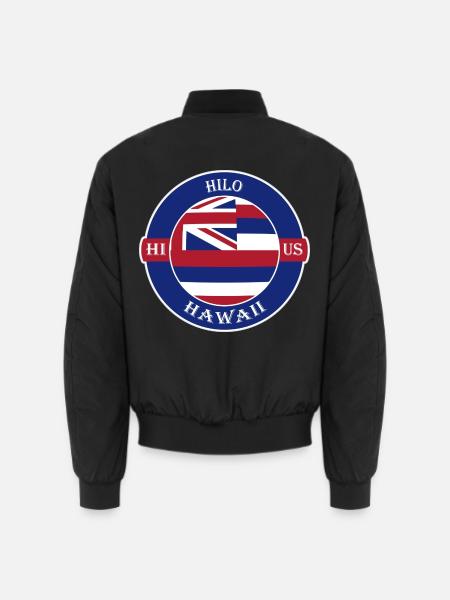 Hilo Hawaii Flagge USA Reise Souvenir Abzeichen - Unisex Bomberjacke - Schwarz