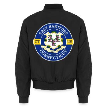 East Hartford Connecticut Flagge USA Reisesouvenir - Unisex Bomberjacke - Schwarz - Hinten - AI Model Male 185 light (185cm)