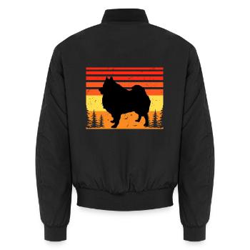 Deutscher Spitz Hundeliebhaber Silhouette Vintage Sonnenuntergang - Unisex Bomberjacke - Schwarz - Hinten - AI Model Male 185 light (185cm)