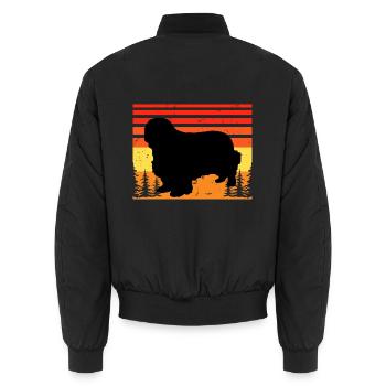 Klempner Spaniel Hund Liebe Silhouette Vintage Sonnenuntergang - Unisex Bomberjacke - Schwarz - Hinten - AI Model Male 185 light (185cm)