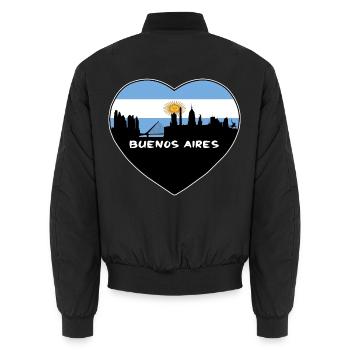 Buenos Aires Argentinien Flagge Skyline Travel Souveni - Unisex Bomberjacke - Schwarz - Hinten - AI Model Male 185 light (185cm)