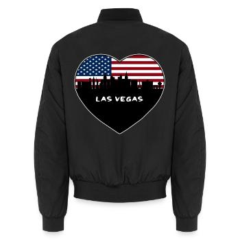 Las Vegas Nevada USA Flagge Skyline Reise Souvenir - Unisex Bomberjacke - Schwarz - Hinten - AI Model Male 185 light (185cm)
