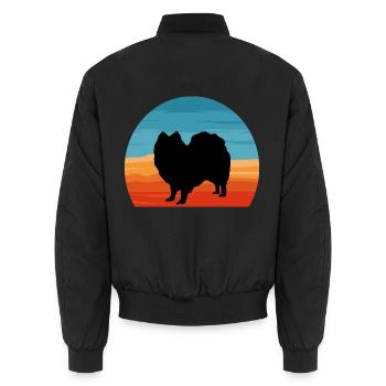 Indian Spitz Hundeliebhaber Silhouette Vintage Sonnenuntergang - Unisex Bomberjacke - Schwarz - Hinten - AI Model Male 185 light (185cm)