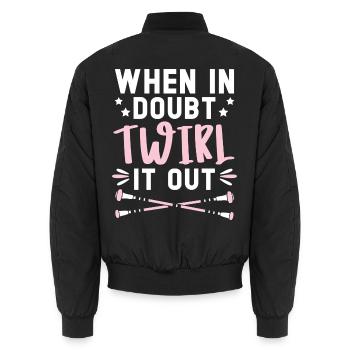 Im Zweifelsfall wirbelt es Twirler Baton Twirling - Unisex Bomberjacke - Schwarz - Hinten - AI Model Male 185 light (185cm)