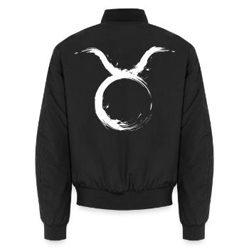 Sternzeichen Stier Taurus Design Symbol Weiß - Unisex Bomberjacke - Schwarz - Hinten - AI Model Male 185 light (185cm)