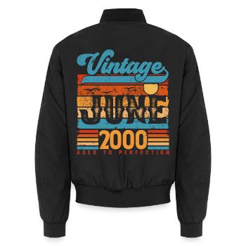 Juni 2000, Vintage-Jubiläumsgeschenk Juni 2000. - Unisex Bomberjacke - Schwarz - Hinten - AI Model Male 185 light (185cm)