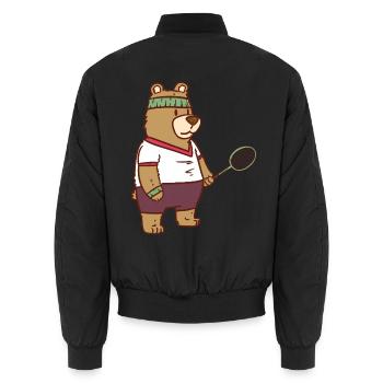 Sportlicher Speedminton Bärensportler - Unisex Bomberjacke - Schwarz - Hinten - AI Model Male 185 light (185cm)