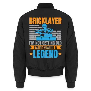 Maurer Ich werde nicht alt, ich bin eine Legende - Unisex Bomberjacke - Schwarz - Hinten - AI Model Male 185 light (185cm)
