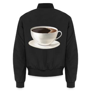 Kaffeetasse - Realistisch gemalte Tasse Kaffee - Unisex Bomberjacke - Schwarz - Hinten - AI Model Male 185 light (185cm)
