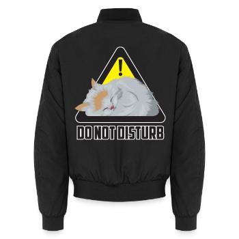 Do not disturb - Schlafende Katze Warnschild - Unisex Bomberjacke - Schwarz - Hinten - AI Model Male 185 light (185cm)