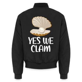 Yes We Clam Muschelsammlung Muscheln Strandkämmen - Unisex Bomberjacke - Schwarz - Hinten - AI Model Male 185 light (185cm)