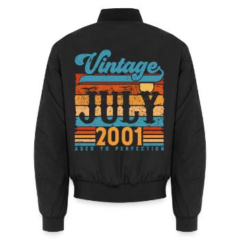 Juli 2001, Juli 2001 Geburtstagsgeschenk. - Unisex Bomberjacke - Schwarz - Hinten - AI Model Male 185 light (185cm)