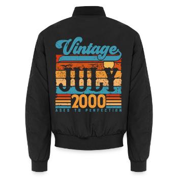 Juli 2000, Juli 2000 Geburtstagsgeschenk. - Unisex Bomberjacke - Schwarz - Hinten - AI Model Male 185 light (185cm)