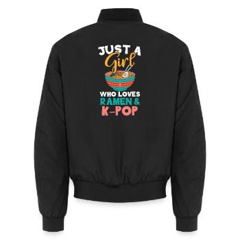 Nur Ein Mädchen Das Ramen K-Pop Liebt - Unisex Bomberjacke - Schwarz - Hinten - AI Model Male 185 light (185cm)