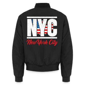 New York USA Amerika New Yorker Empire Stater - Unisex Bomberjacke - Schwarz - Hinten - AI Model Male 185 light (185cm)