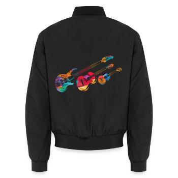 Minimal Musik Gitarre - Unisex Bomberjacke - Schwarz - Hinten - AI Model Male 185 light (185cm)