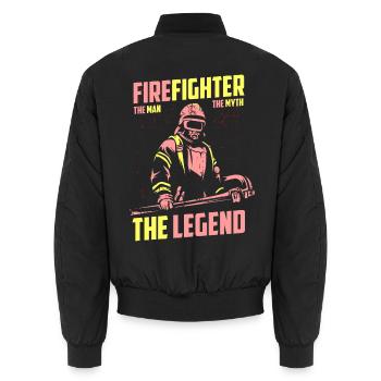 Feuerwehr Mann Der Mann Der Mythos Die Legende - Unisex Bomberjacke - Schwarz - Hinten - AI Model Male 185 light (185cm)