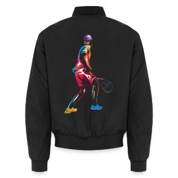 Wendiger Squash Vereinsspieler - Unisex Bomberjacke - Schwarz - Hinten - AI Model Male 185 light (185cm)