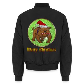 Frohe Weihnachten Bulldog Weihnachtsgeschenk - Unisex Bomberjacke - Schwarz - Hinten - AI Model Male 185 light (185cm)