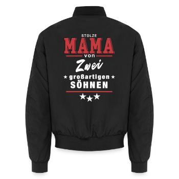 Stolze Mama von zwei Söhnen - Unisex Bomberjacke - Schwarz - Hinten - AI Model Male 185 light (185cm)