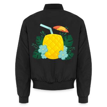 Ananas Drink - Tropischer Cocktail Sommer - Unisex Bomberjacke - Schwarz - Hinten - AI Model Male 185 light (185cm)